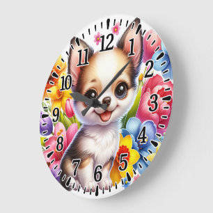 Reloj Redondo Grande Chihuahua Feliz