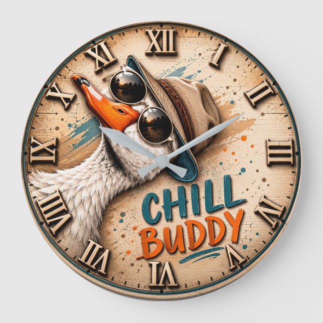 Reloj Redondo Grande Chill Buddy Funny Goose  (Anverso)