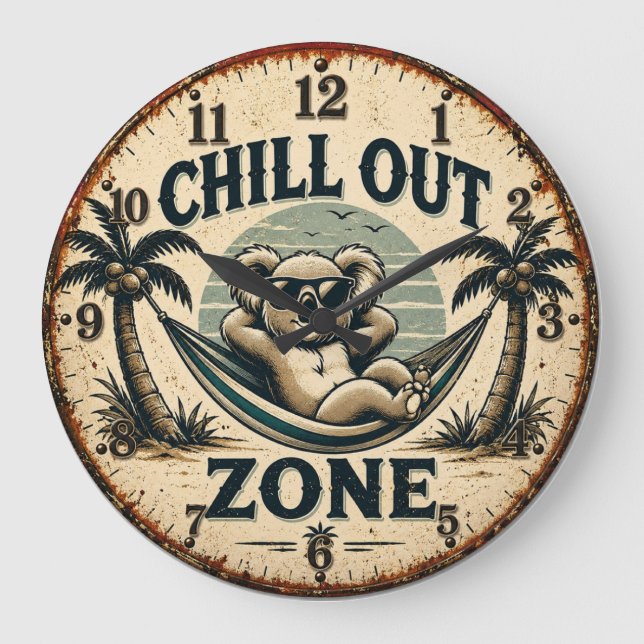 Reloj Redondo Grande Chill Out Zone Funny Koala (Anverso)