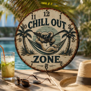 Reloj Redondo Grande Chill Out Zone Funny Koala