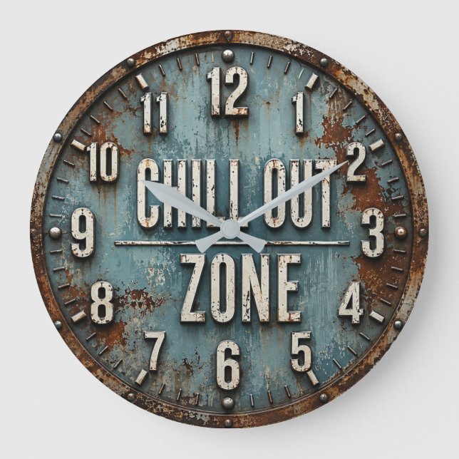 Reloj Redondo Grande Chill Out Zone Rustic Industrial (Anverso)