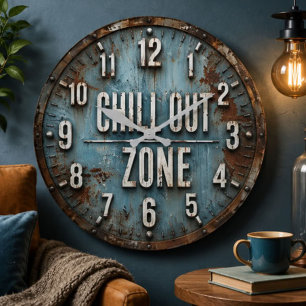 Reloj Redondo Grande Chill Out Zone Rustic Industrial