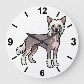 Reloj Redondo Grande Chinese Crested Dog Wall Clock Unique Pet Decor
