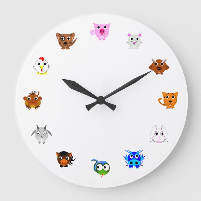 Reloj Redondo Grande Chinese Zodiac Animals (Anverso)
