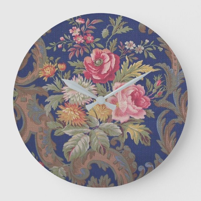 Reloj Redondo Grande Chintz florido de estilo victoriano (Anverso)