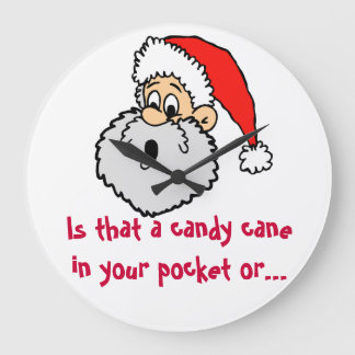 Reloj Redondo Grande Chiste de bolsillo de Santa Claus Candy Cane