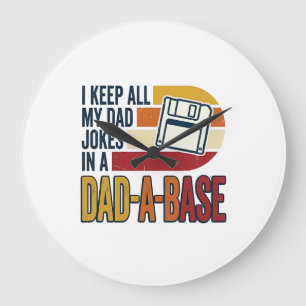 Reloj Redondo Grande Chiste de Papá Base Retro Divertido Diseño de Vect