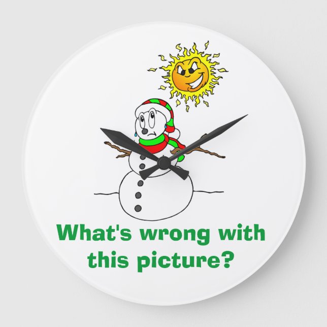 Reloj Redondo Grande Chiste de Snowman lo que está mal con esta imagen (Anverso)