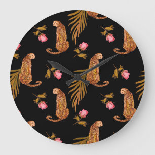 Reloj Redondo Grande Chitas románticas: acuarela sin costuras.