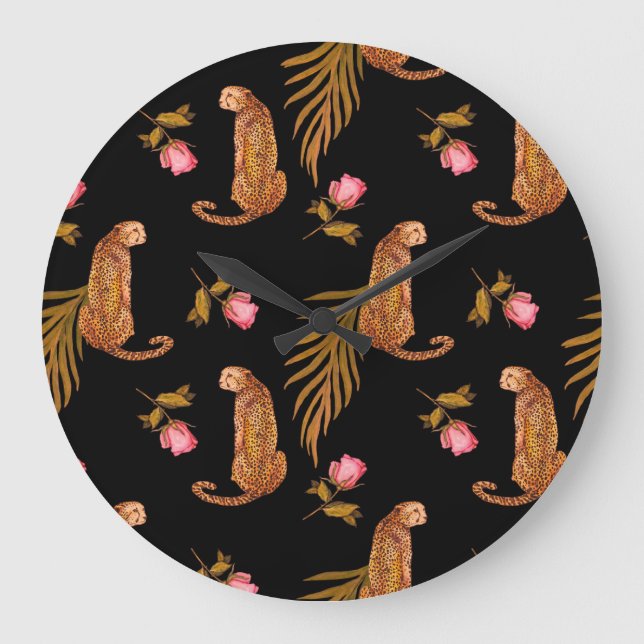 Reloj Redondo Grande Chitas románticas: acuarela sin costuras. (Anverso)