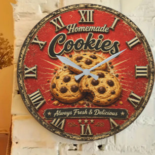 Reloj Redondo Grande Chocolate Chip Cookies Rustic Baking Gift