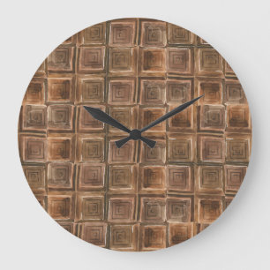 Reloj Redondo Grande Chocolate Delight: Patrón acuarela sin foco.