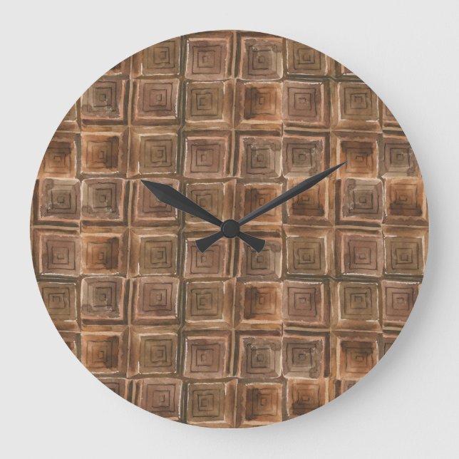 Reloj Redondo Grande Chocolate Delight: Patrón acuarela sin foco. (Anverso)