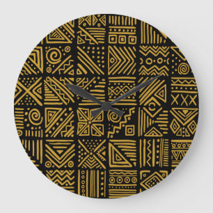 Reloj Redondo Grande Choque africano: etnia tribal sin costuras.