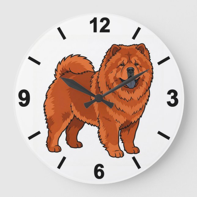 Reloj Redondo Grande Chow Chow Dog Wall Clock Fluffy Pet Decor (Anverso)