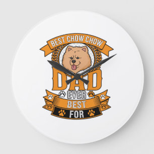 Reloj Redondo Grande Chow Papá Perro Siempre Corona Huellas De Patas