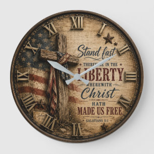 Reloj Redondo Grande Christian Liberty Galatians 5:1 Bible Verse