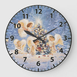 Reloj Redondo Grande Christmas Angels Wall Clock