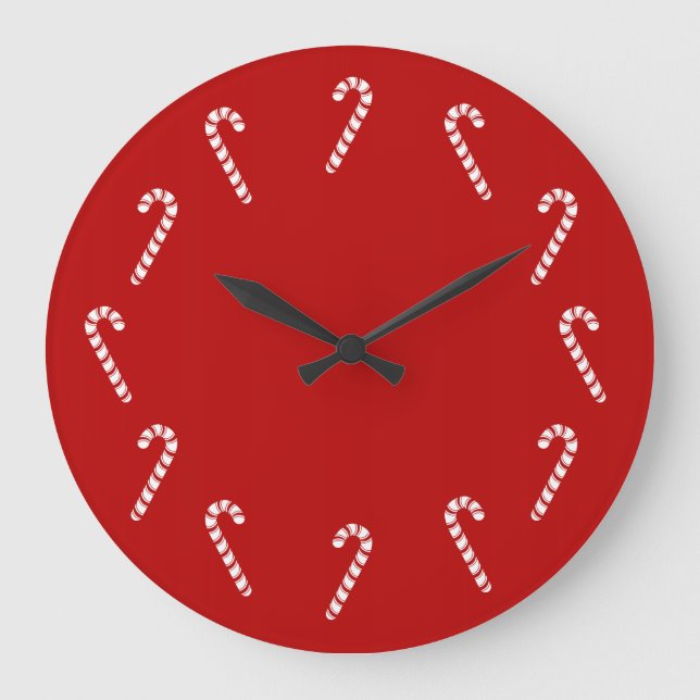 Reloj Redondo Grande Christmas Candy Canes (Anverso)