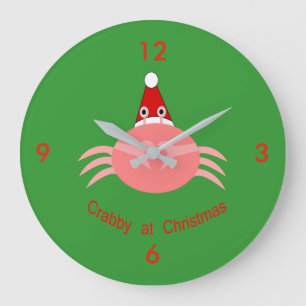 Reloj Redondo Grande Christmas Crab Wall Clock
