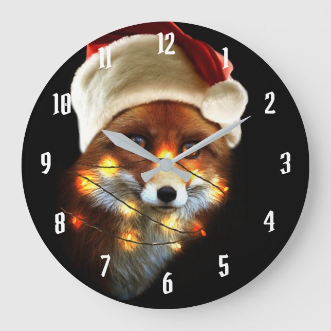 Reloj Redondo Grande Christmas fox (Anverso)