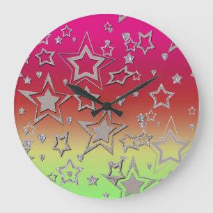 Reloj Redondo Grande Christmas gradient glitter shine confetti stars fu