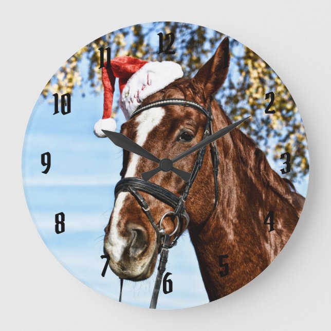 Reloj Redondo Grande Christmas horse with hat (Anverso)