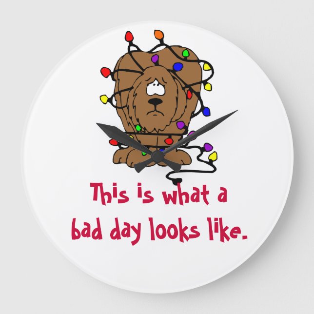 Reloj Redondo Grande Christmas Lights Joke Funny Dog Holiday Lights (Anverso)