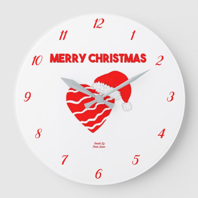 Reloj Redondo Grande Christmas Santa Heart Acrylic Wall Clock (Anverso)