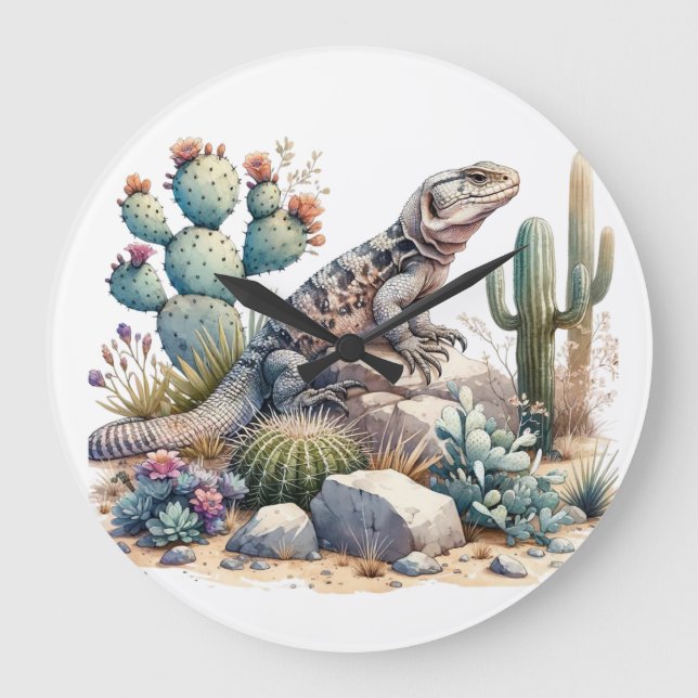 Reloj Redondo Grande  Chuckwalla Chillin (Anverso)
