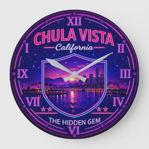 Reloj Redondo Grande Chula Vista California Bayfront Neon