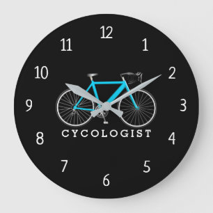 Reloj Redondo Grande Ciclista Aqua Bicycle En Reloj Negro Grande