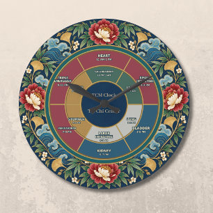 Reloj Redondo Grande Ciclo de órganos de la MTC Chinoiserie Cinco Eleme