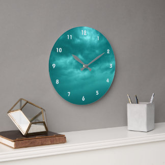 Reloj Redondo Grande Cielo azul cian nublado