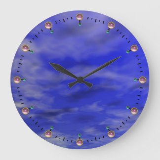 RELOJ REDONDO GRANDE CIELO AZUL Y NUBES PROFUNDOS CON LAS PIEDRAS