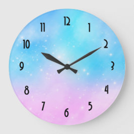 Reloj Redondo Grande Cielo de gradiente rosa y azul pastel