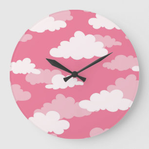 Reloj Redondo Grande Cielo de nube sin foco, textura vintage.