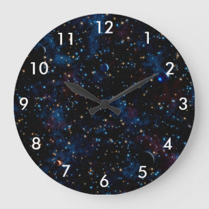 Reloj Redondo Grande Cielo nocturno estrellado con estrellas y planetas