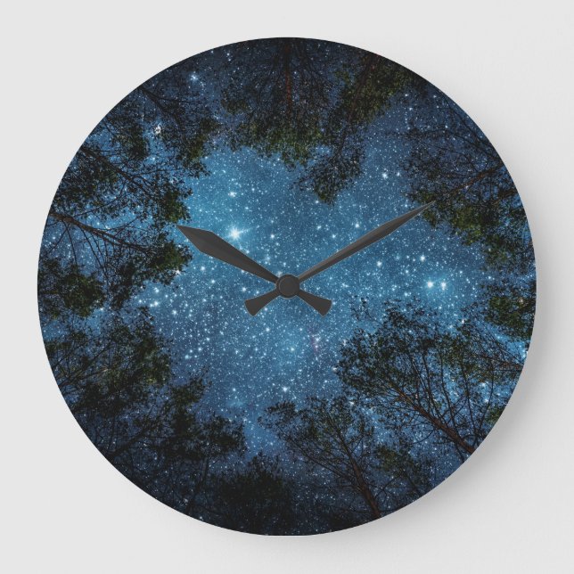 Reloj Redondo Grande Cielo nocturno estrellado, Vía Láctea. (Anverso)