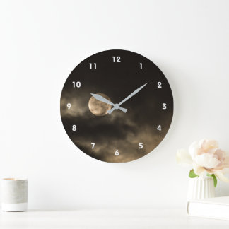 Reloj Redondo Grande Cielo nublado oscuro de luna llena
