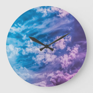 Reloj Redondo Grande Cielo surrealista, arte abstracto de ensueño.