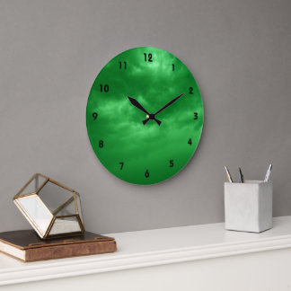 Reloj Redondo Grande Cielo verde nublado