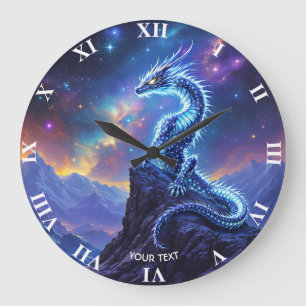 Reloj Redondo Grande Cielos de dragón de luz de estrella de fantasía li