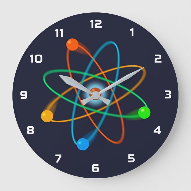 Reloj Redondo Grande Ciencia de la estructura atómica (Anverso)