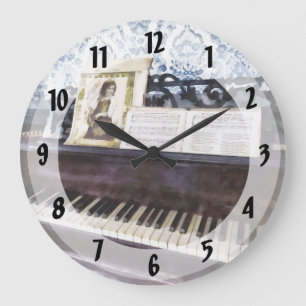 Reloj Redondo Grande Cierra el piano