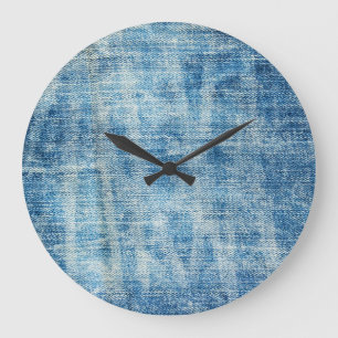 Reloj Redondo Grande Cierre de Denim Azul texturado