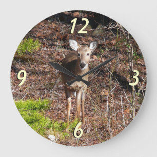Reloj Redondo Grande Ciervo Adorable en la Naturaleza Fotografía de Bos