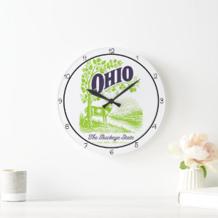 Reloj Redondo Grande Ciervo del Estado Ohio Buckeye