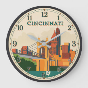 Reloj Redondo Grande Cincinnati Ohio Skyline