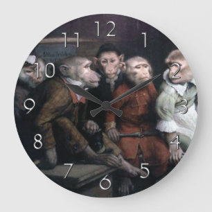 Reloj Redondo Grande Cinco monos brillantes